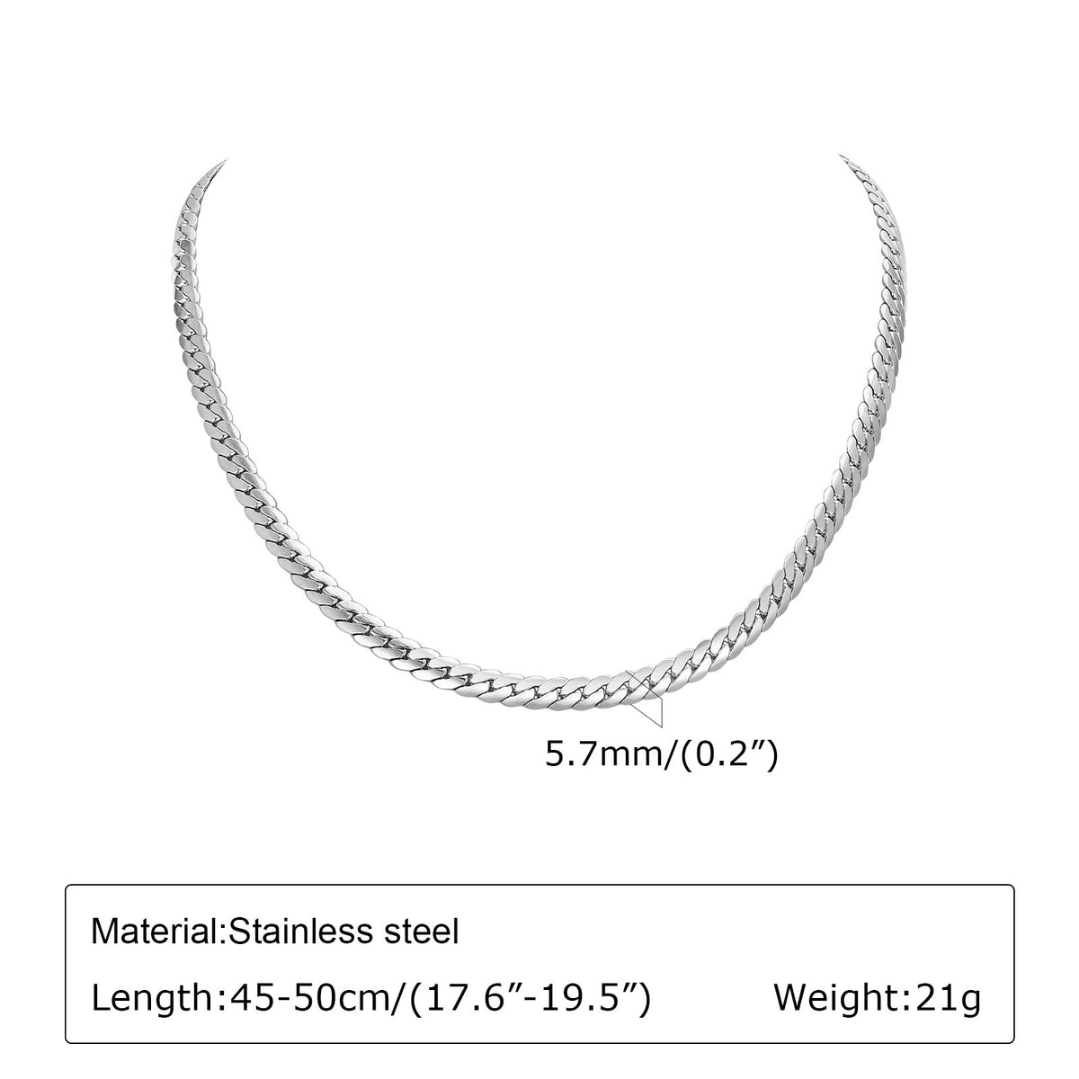 Men's Stainless Steel Flat Nk Chain Necklace Steel