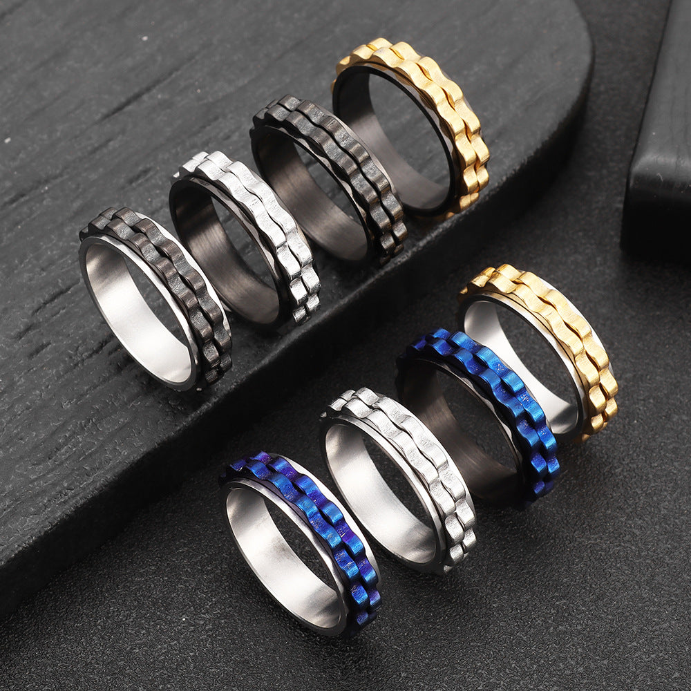 Planderful 6mm Titanium Steel Gear Ring Rotating Pressure Relief For Unisex Hands Everyday Genie