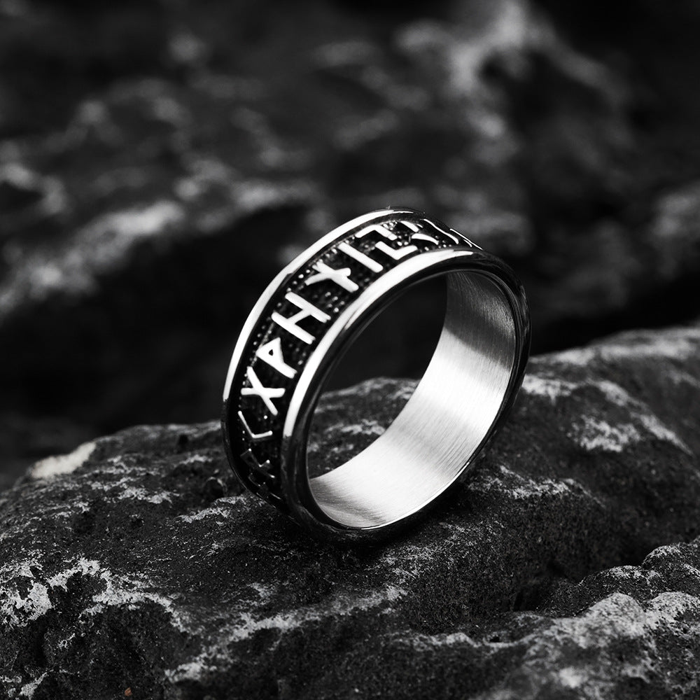 Nordic Vintage Stainless Steel Men's and Women's Rings Viking Luhn Rune Rings for Men
