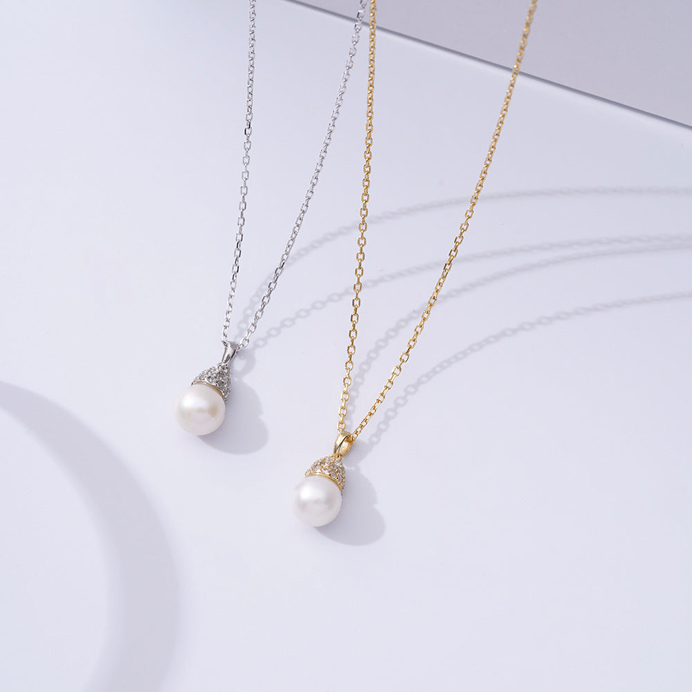 Pearl Pendant 925 Sterling Silver Necklace Women's Advanced Collarbone Chain