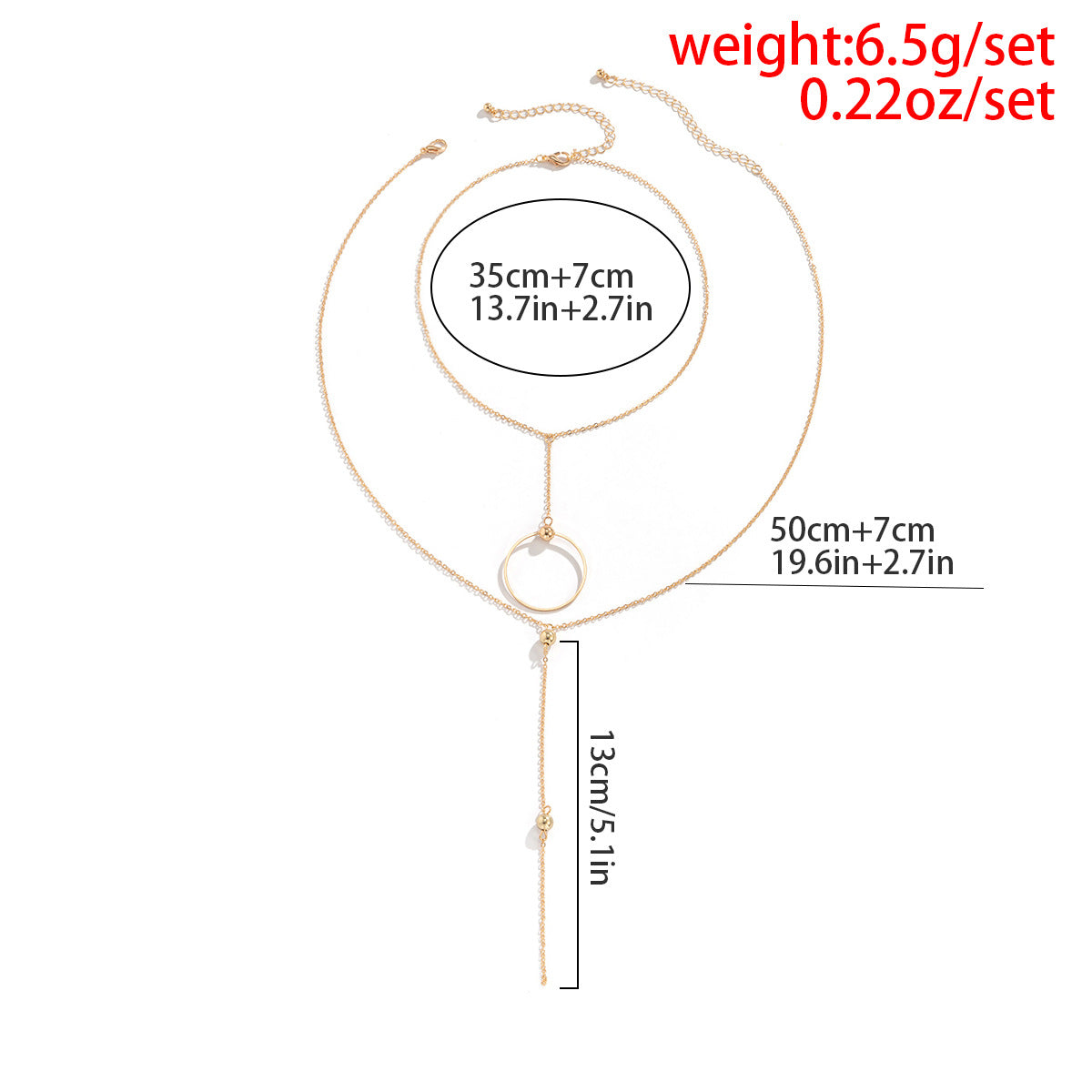 Planderful Vienna Verve Layered Necklace for Women with Ring Tassel Double Layer Chic Cross Bead Chain Statement
