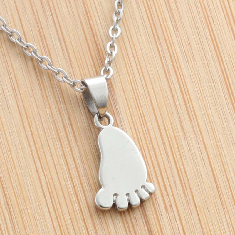 Customizable Titanium Steel Foot Pendant - Retro Punk Necklace for Men and Women