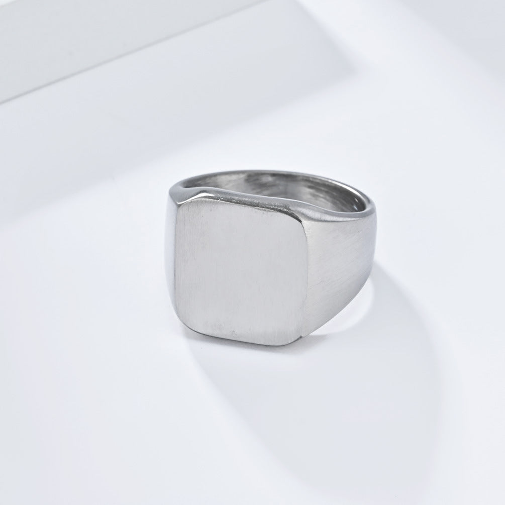 Planderful Everyday Genie Matte Brushed Seal Ring For Men Titanium Steel Size 7 To 13