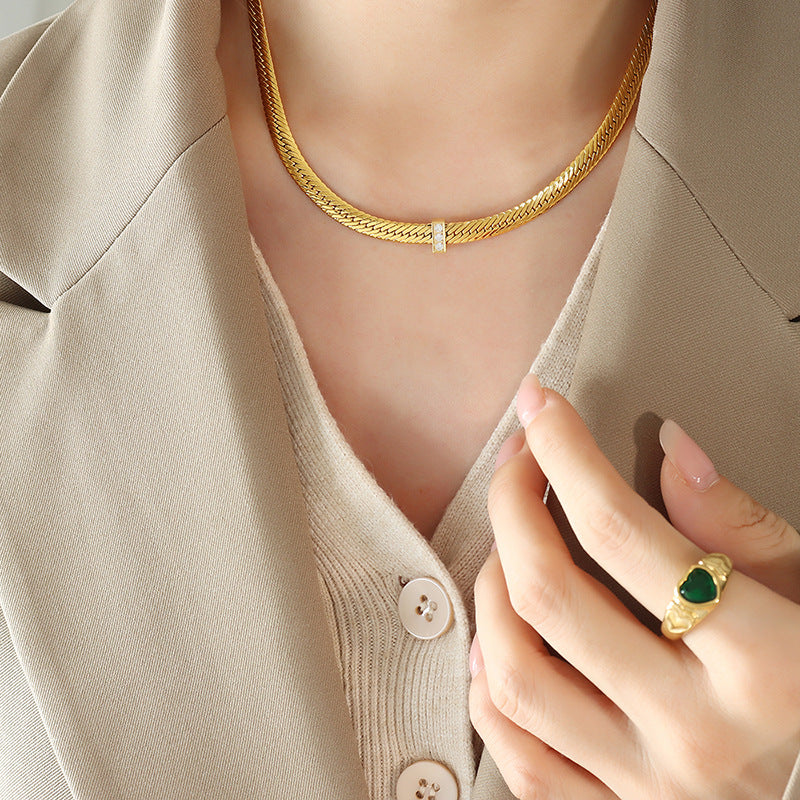 Socialite Chic Blade Necklace - Titanium Steel and Copper Chain