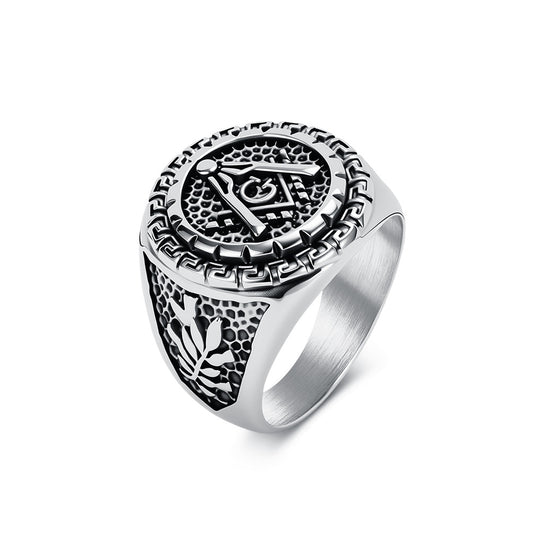 Stainless Steel Men's Ring – Compasses – Angle Rulers