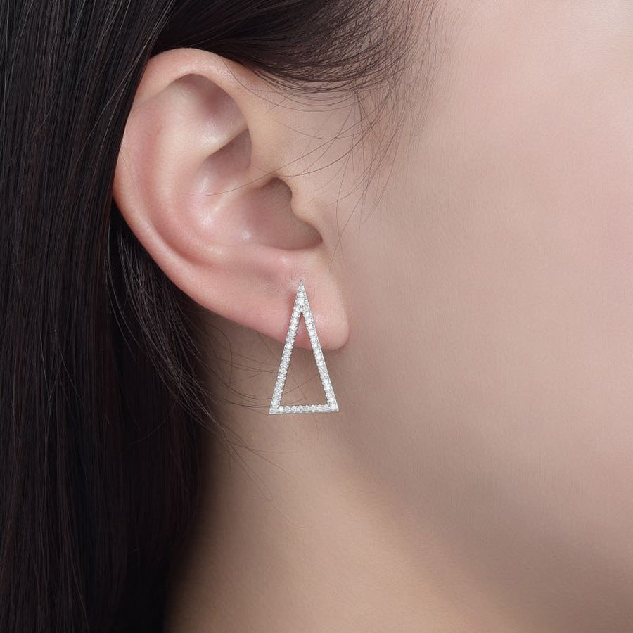 Planderful Moissanite Hollow Triangular Drop Earrings S925 Silver Sparkling For Modern Women
