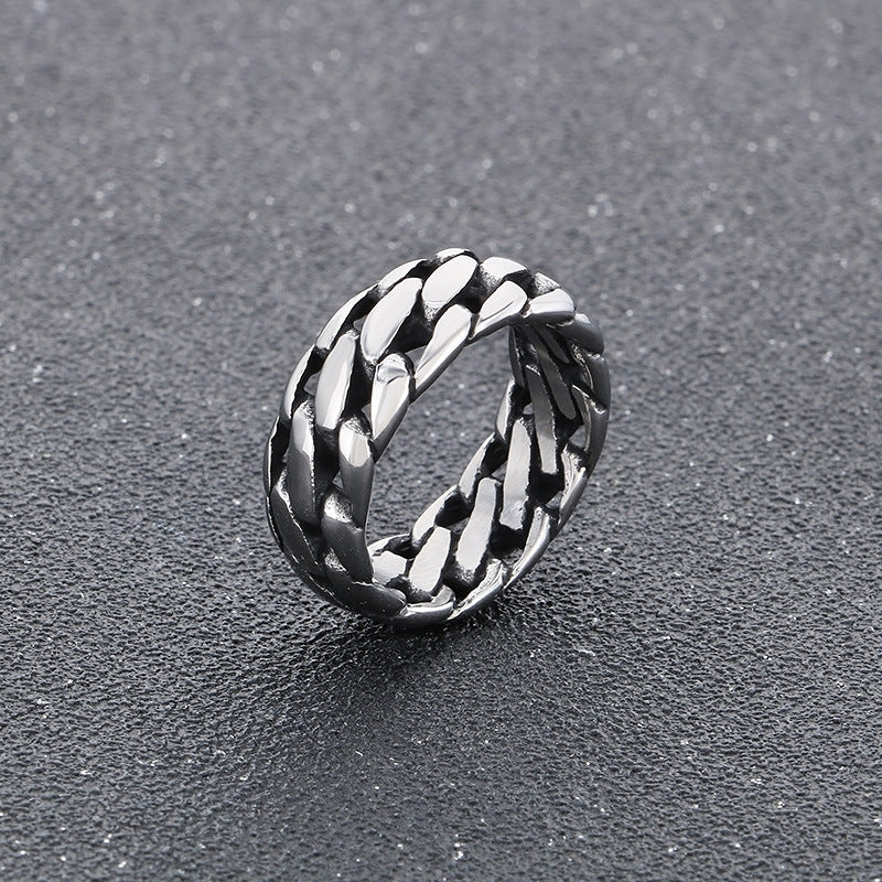 Planderful Mens Titanium Steel Punk Locomotive Ring Bold