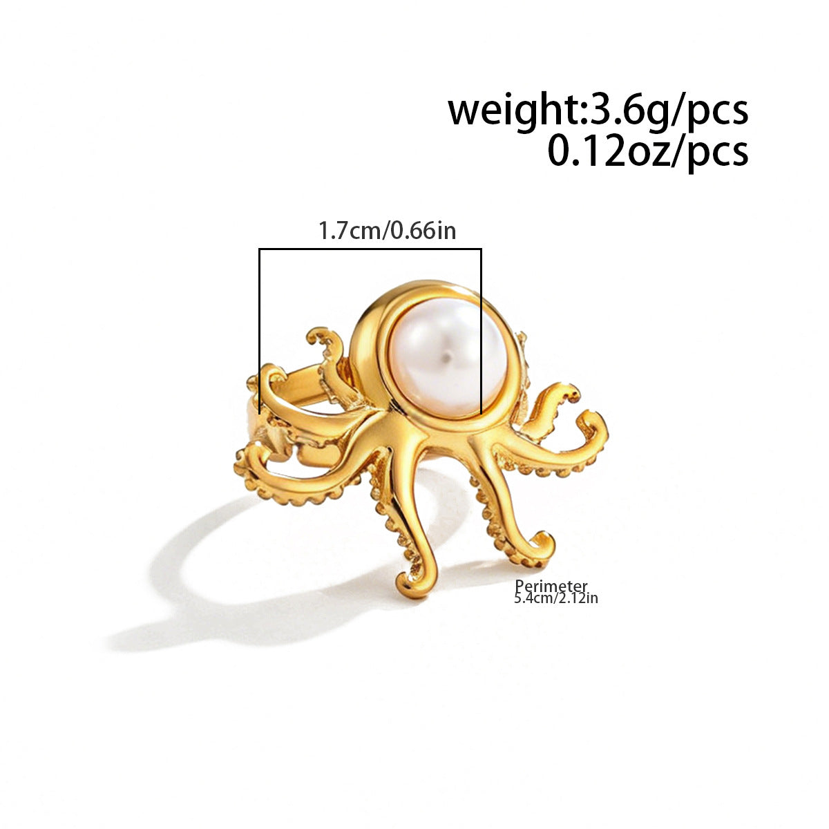 Planderful Ocean Starfish Ring With Imitation Pearl Adjustable Stainless Steel Statement Beach Jewelry For Women