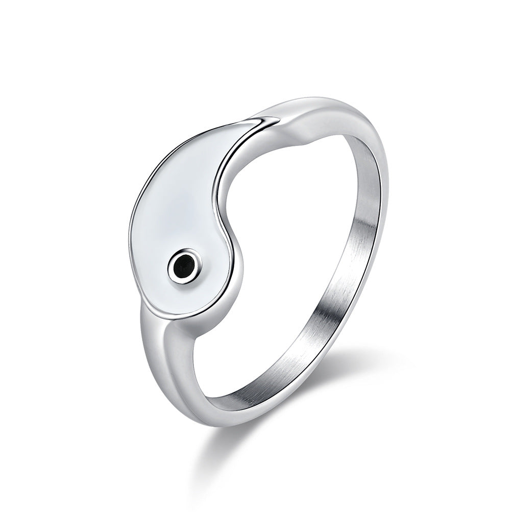 Creative New Tai Chi Figure Yin Yang Fish Titanium Steel Ring