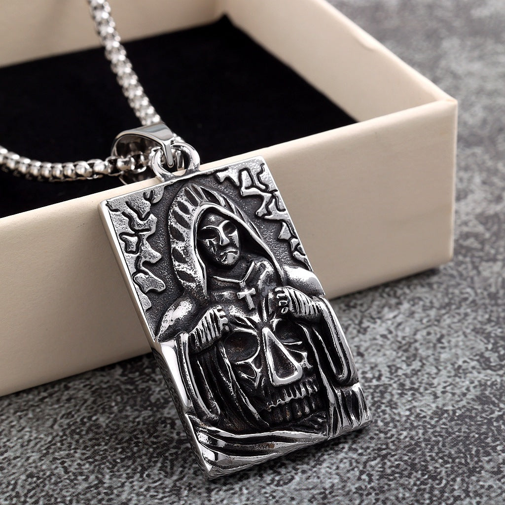 Vintage Cross Wing Stainless Steel Pendant Necklace