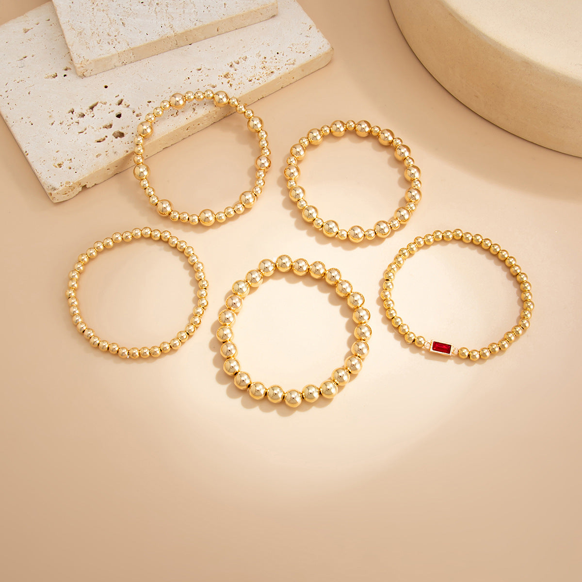 Planderful Acrylic Bracelet Vienna Verve Stacked Beaded Rectangular Jewelry For Trendsetting Women