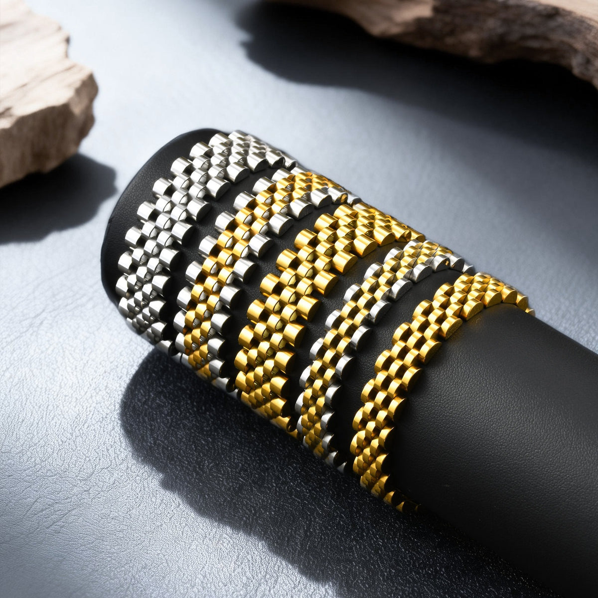 Textured Stainless Steel Bracelet for Men