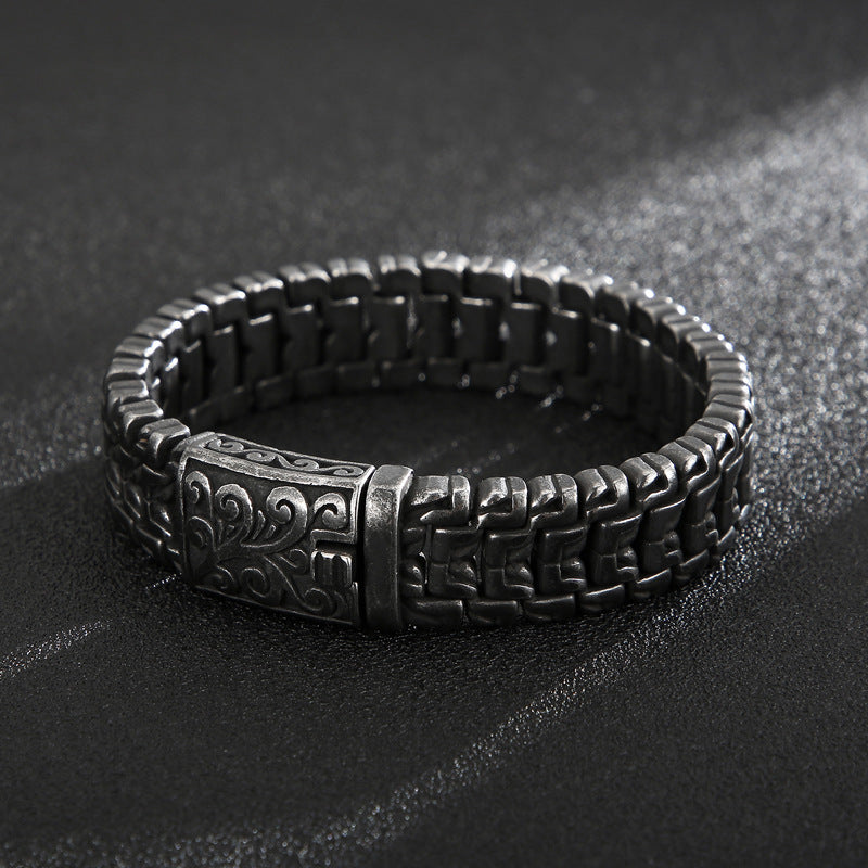 In Europe & The United States – Hip-Hop Flower Men's Titanium Steel Bracelet