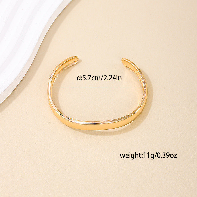 Korean Style Wave Pattern Metal Bracelet for Women - Vienna Verve Collection