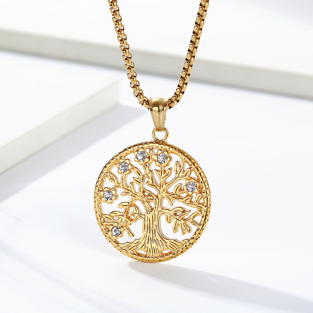Planderful Celtic Tree Of Life Necklace For Modern Hipster Style Enthusiasts Durable Steel Pendant