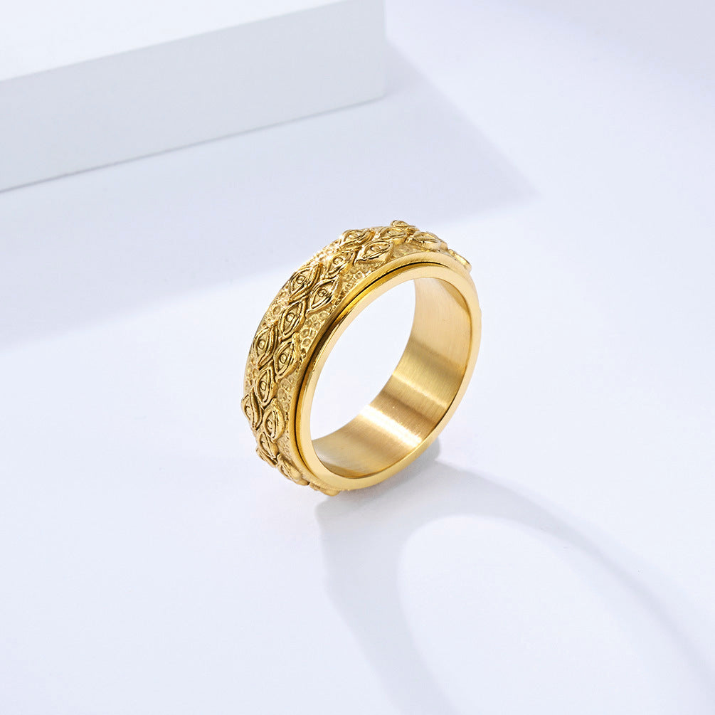 Planderful Rotating Devil Eye Ring For Men Stainless Steel Niche Fashion Accessory
