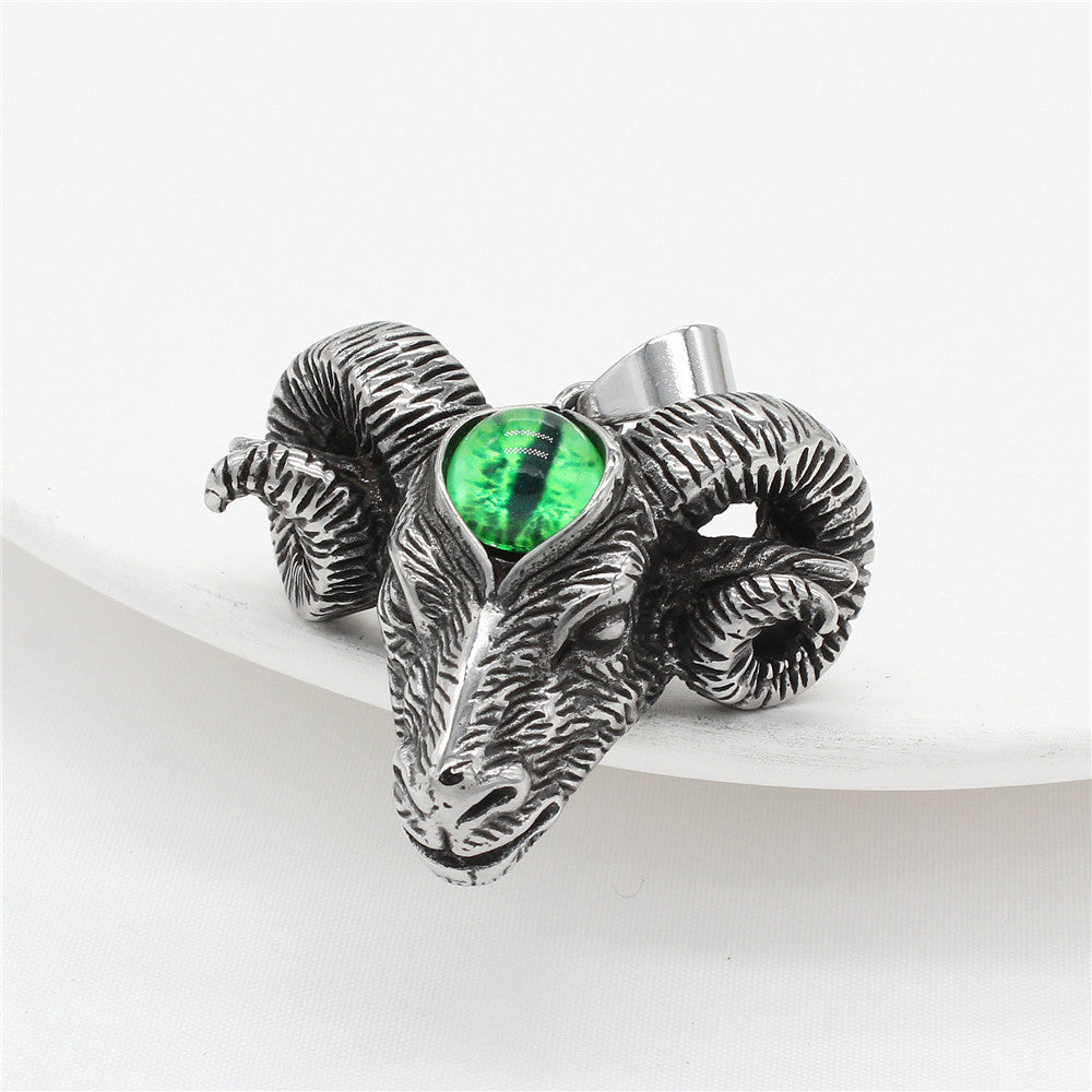 Planderful Titanium Steel Sheep Head Pendant For Men Unisex Bold Protection Statement Jewelry