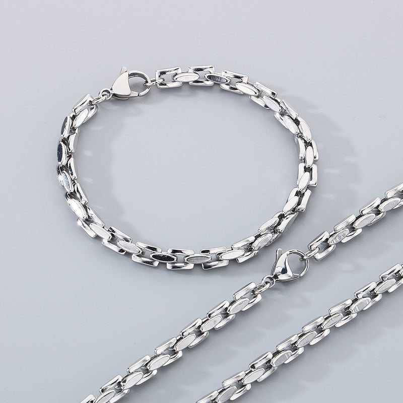 Lobster Buckle Bamboo Chain Bracelet Stainless Steel Men