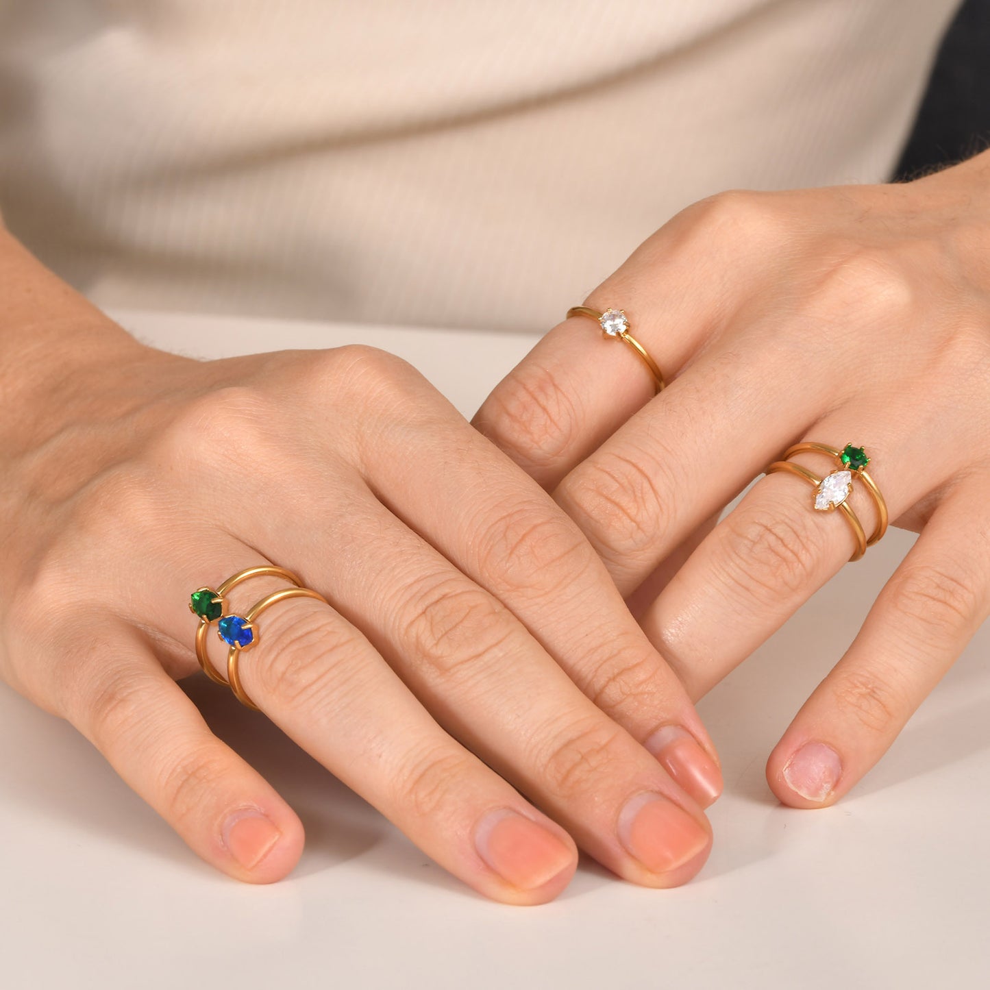 European And American Jewelry Stainless Steel Zircon Ring