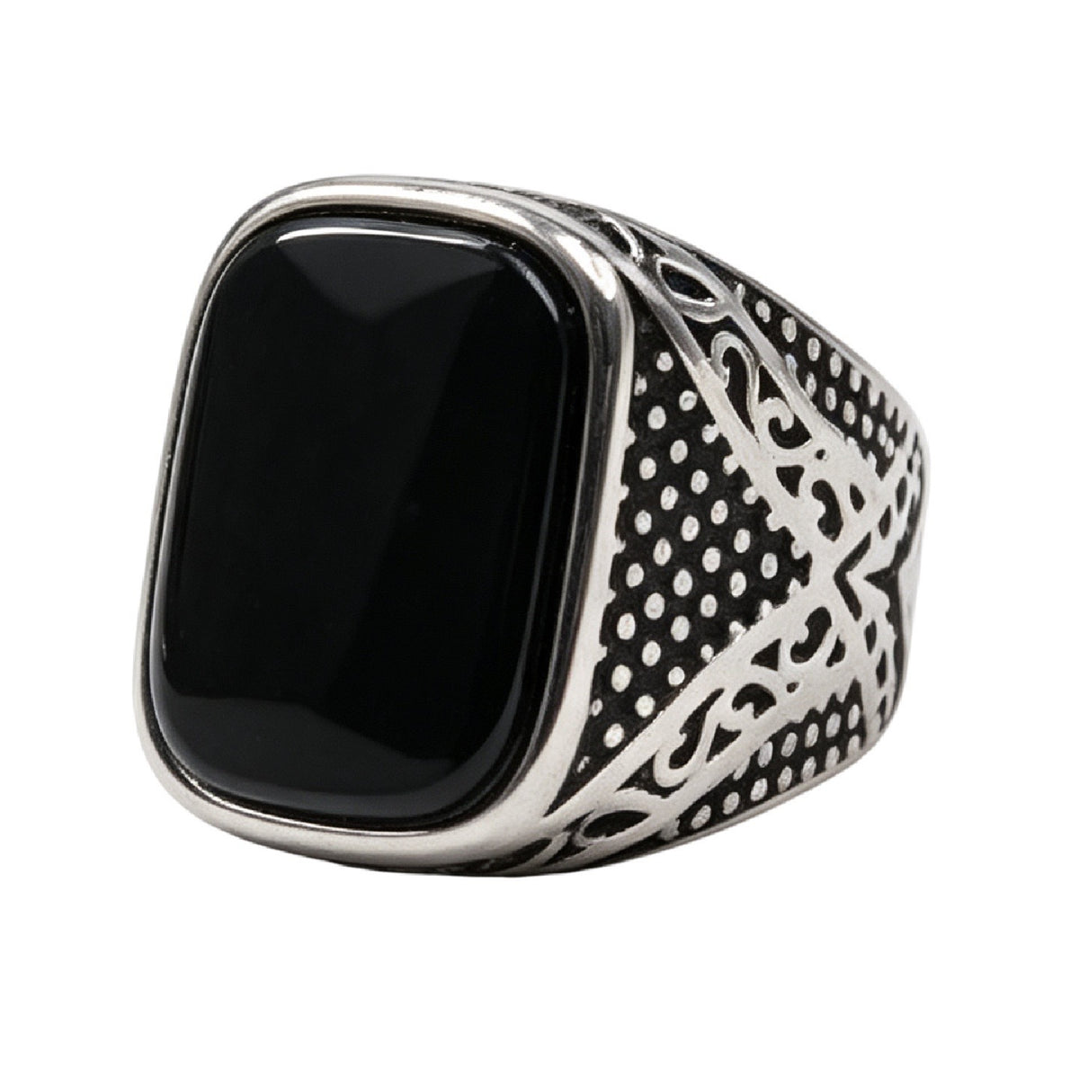 Lapis Lazuli Gemstone Titanium Steel Ring
