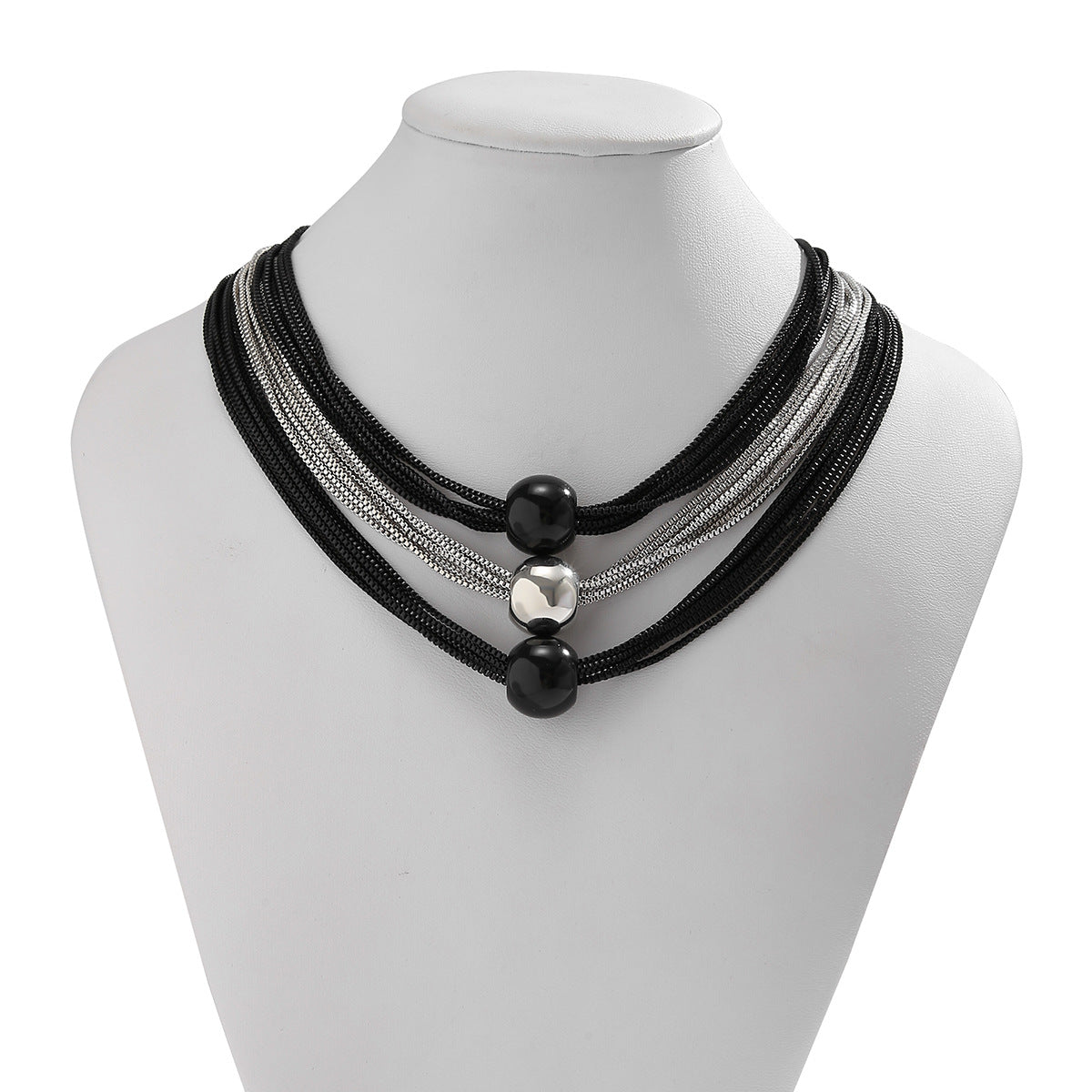 Extravagant Multilayer Retro Necklace with Metal Ball Pendant for Women