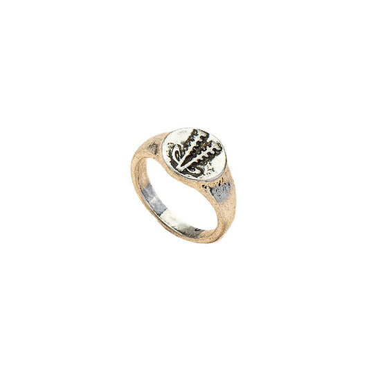 Retro Metal Plant Texture Ring - Vienna Verve Collection