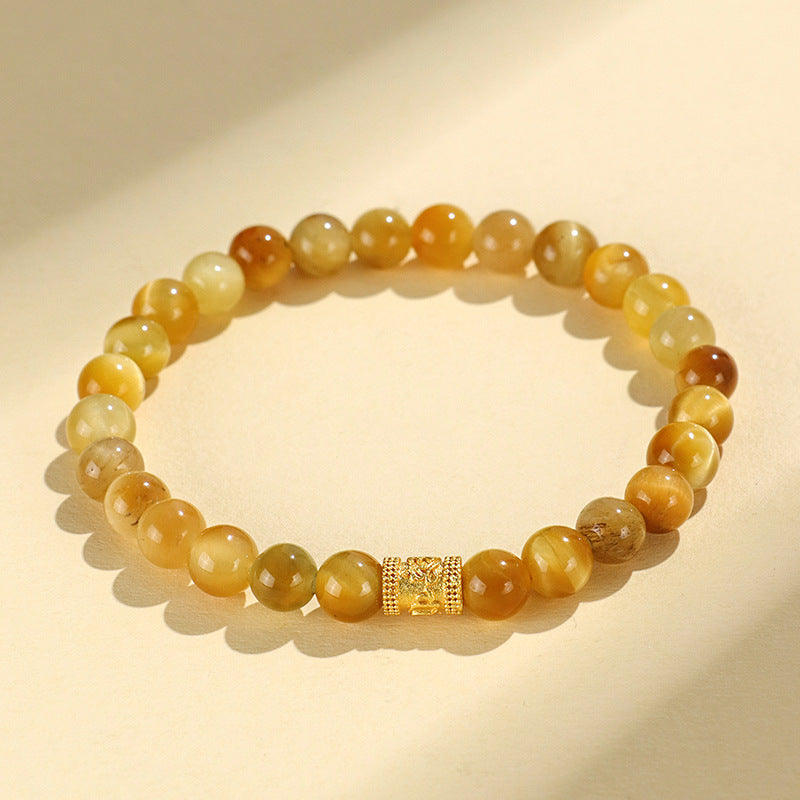 Golden Tiger Eye Bamboo & Fish Motif Bracelet
