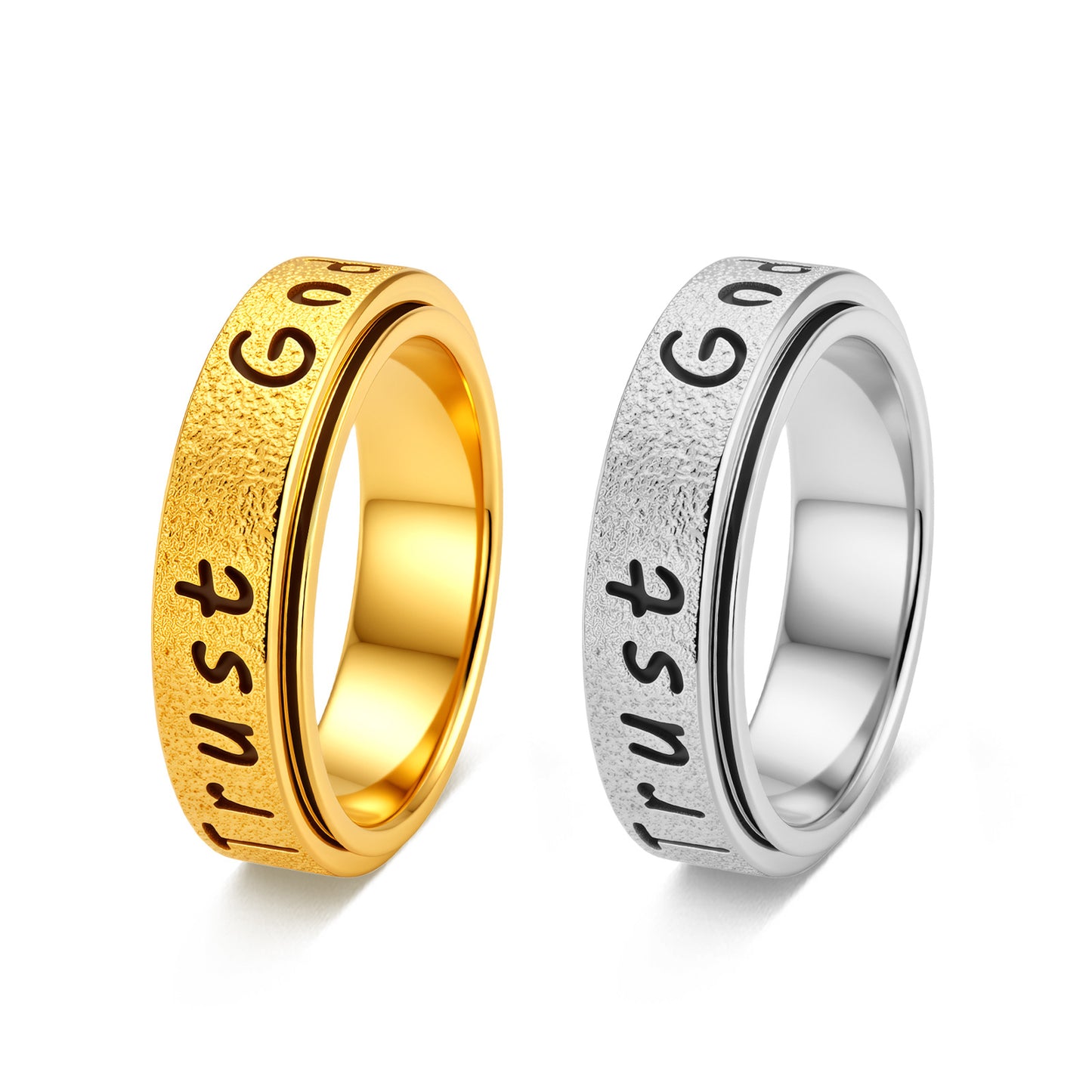 Rotatable Stainless Steel Ring Stress Relief Inspirational Jewelry For Unisex Couples Planderful Collection
