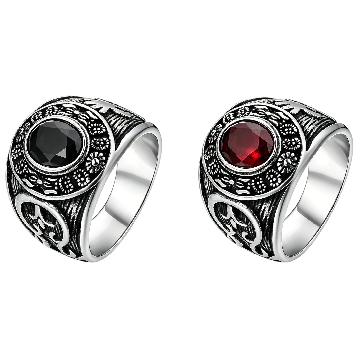 Planderful Gothic Totem Zircon Ring For Men Protection