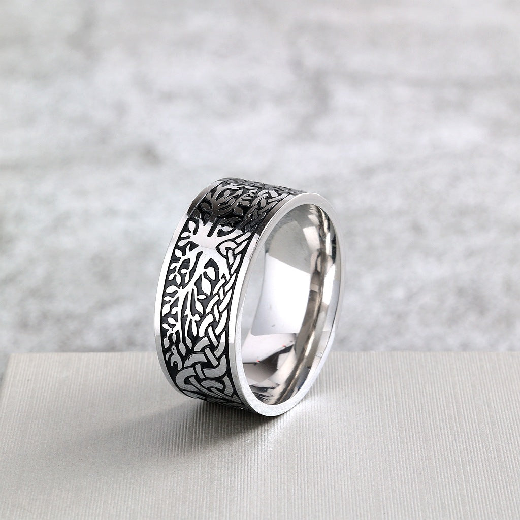 Vintage Tree of Life Stainless Steel Men's Ring
