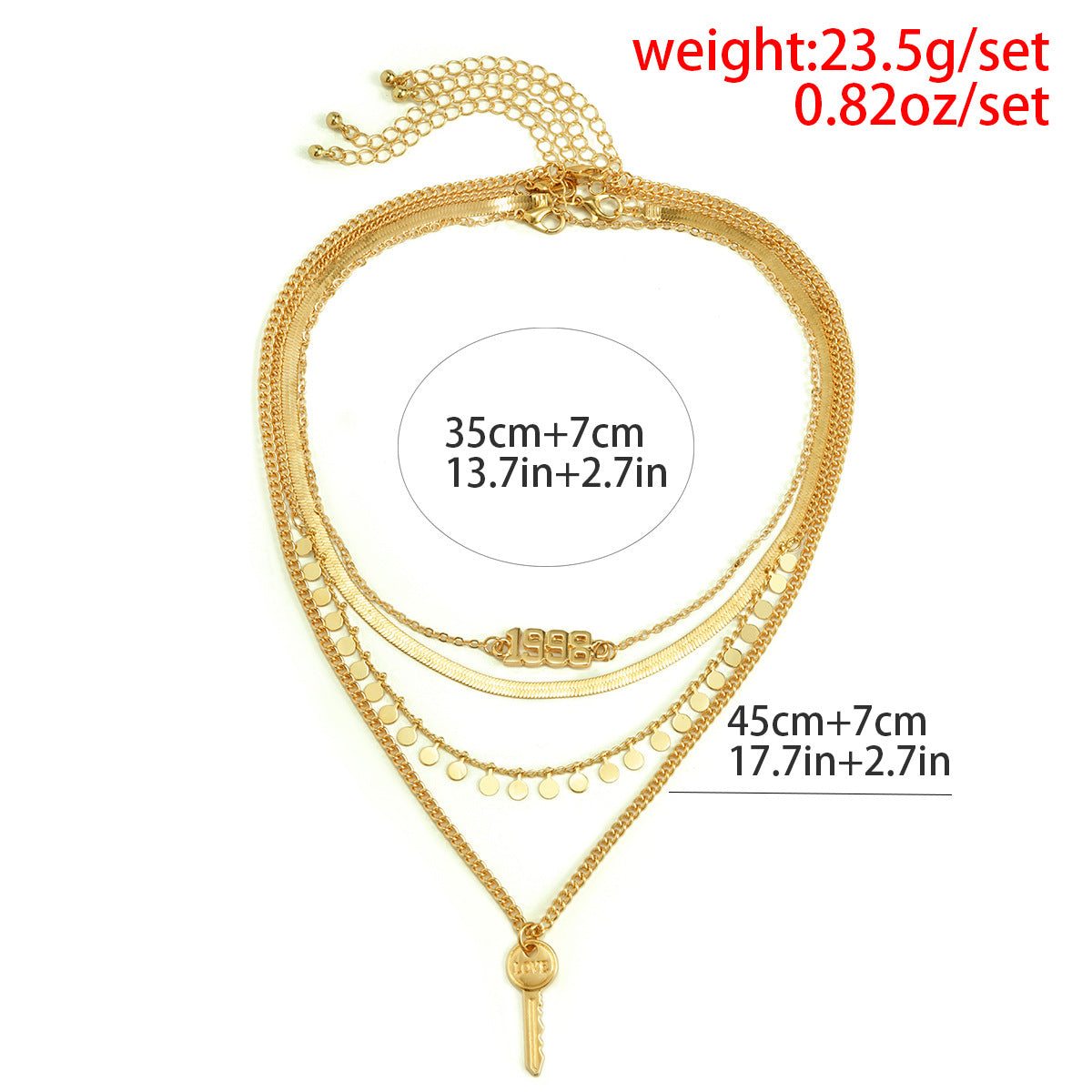 Planderful Vienna Verve Statement Necklace With Sequined Fringed Letter Key And Geometric Snake Bone Chain For Women