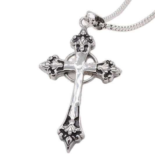 Planderful Everyday Genie – European and American Retro Cross Men's Titanium Steel Pendant Necklace for Men