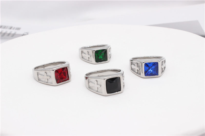 Planderful Unisex Cross Zircon Stainless Steel Ring Minimalist Bold Design Durable Everyday Gift