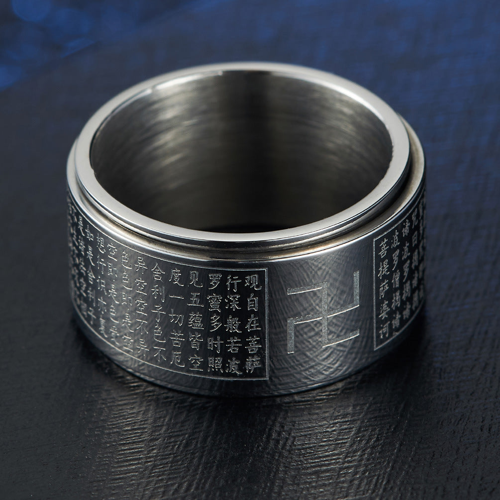 Planderful Men's Rotating Stainless Steel Ring Ethnic Style Rotatable Finger Ring Everyday Genie Jewelry
