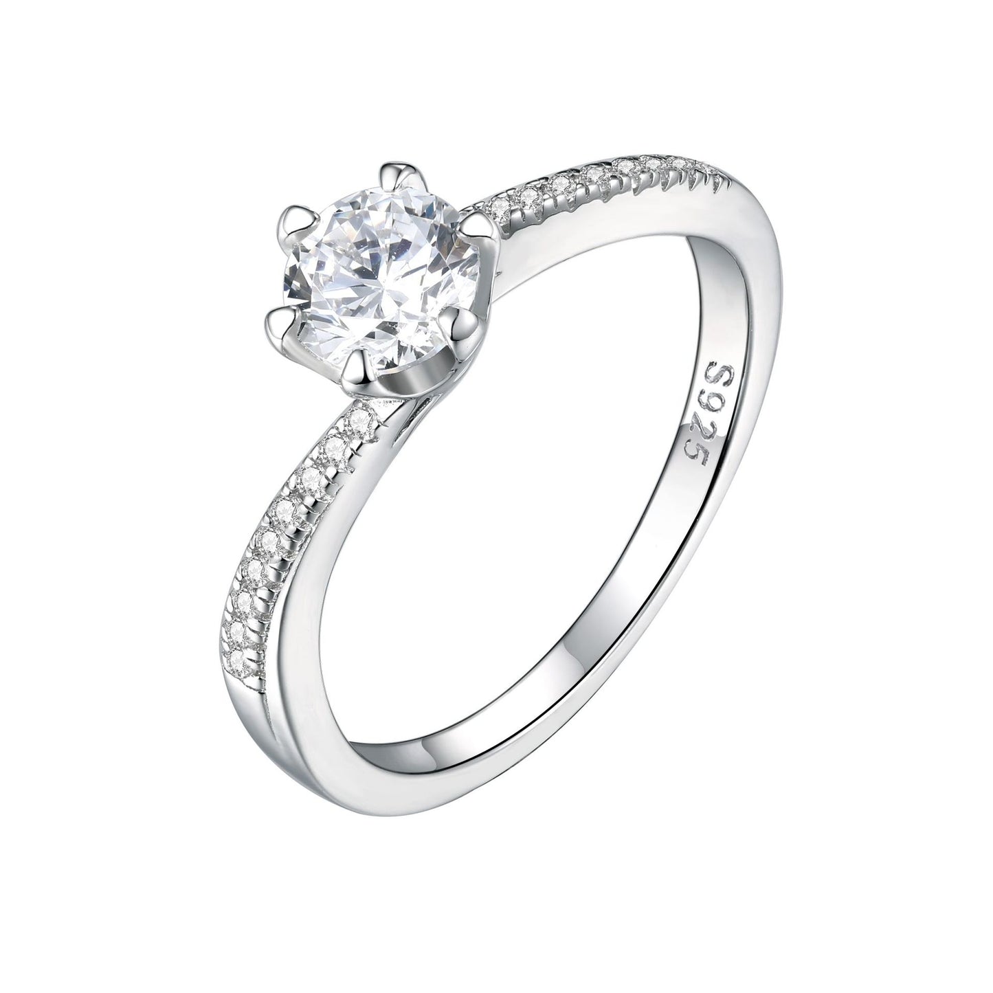 Cross-Border Silver Jewelry 925 Sterling Zircon Wedding Ring