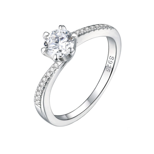 Planderful Sterling Silver Zircon Ring 925 High End Luxury Wedding Band For Women Elegant Sparkle