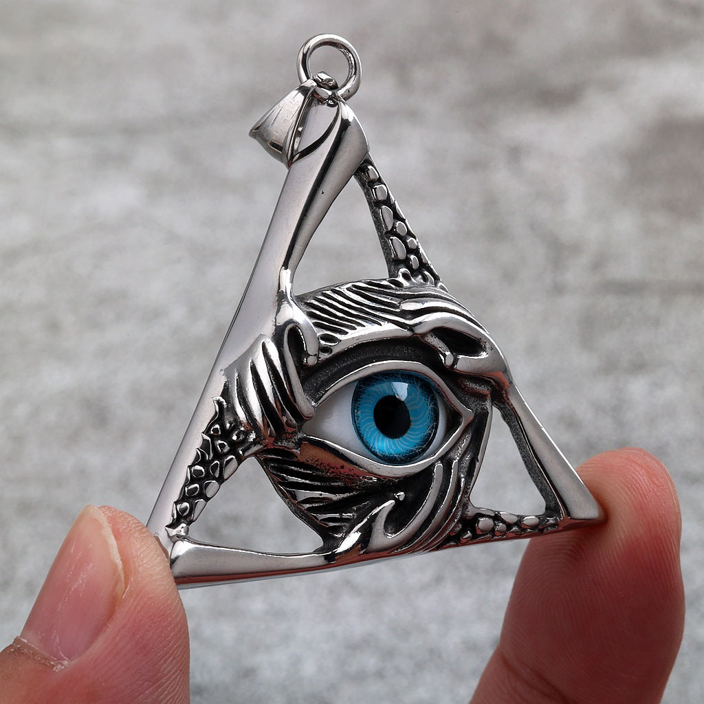Vintage Evil Eye Stainless Steel Pendant Necklace