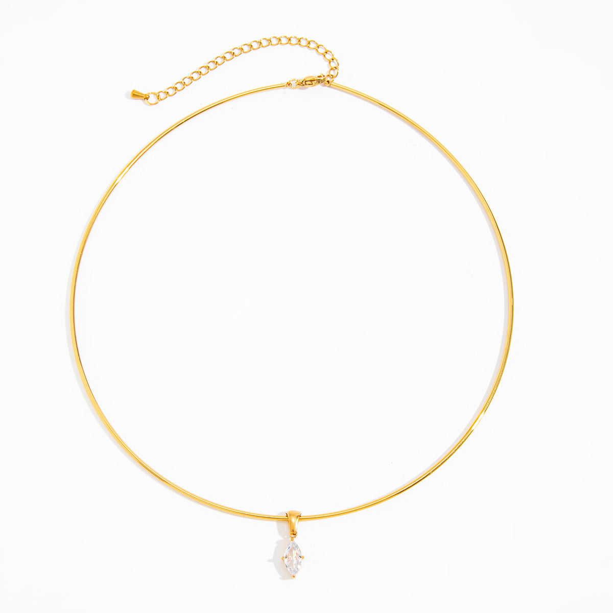 Pvd Gold-Plated Glossy Collar Collar Light Luxury Zircon Geometric Pendant Choker Necklace