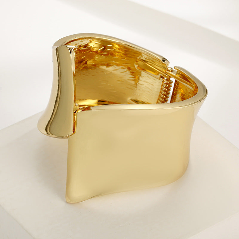 Glossy Black Rose Gold Asymmetrical Bracelet