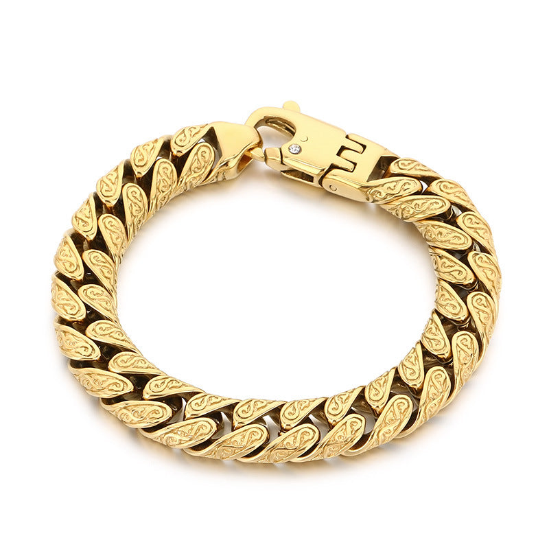 Trends Vacuum Plating Encrypted Cuban Chain Inlaid Zircon Bracelet