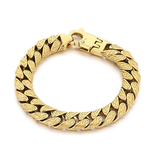 Trends Vacuum Plating Encrypted Cuban Chain Inlaid Zircon Bracelet