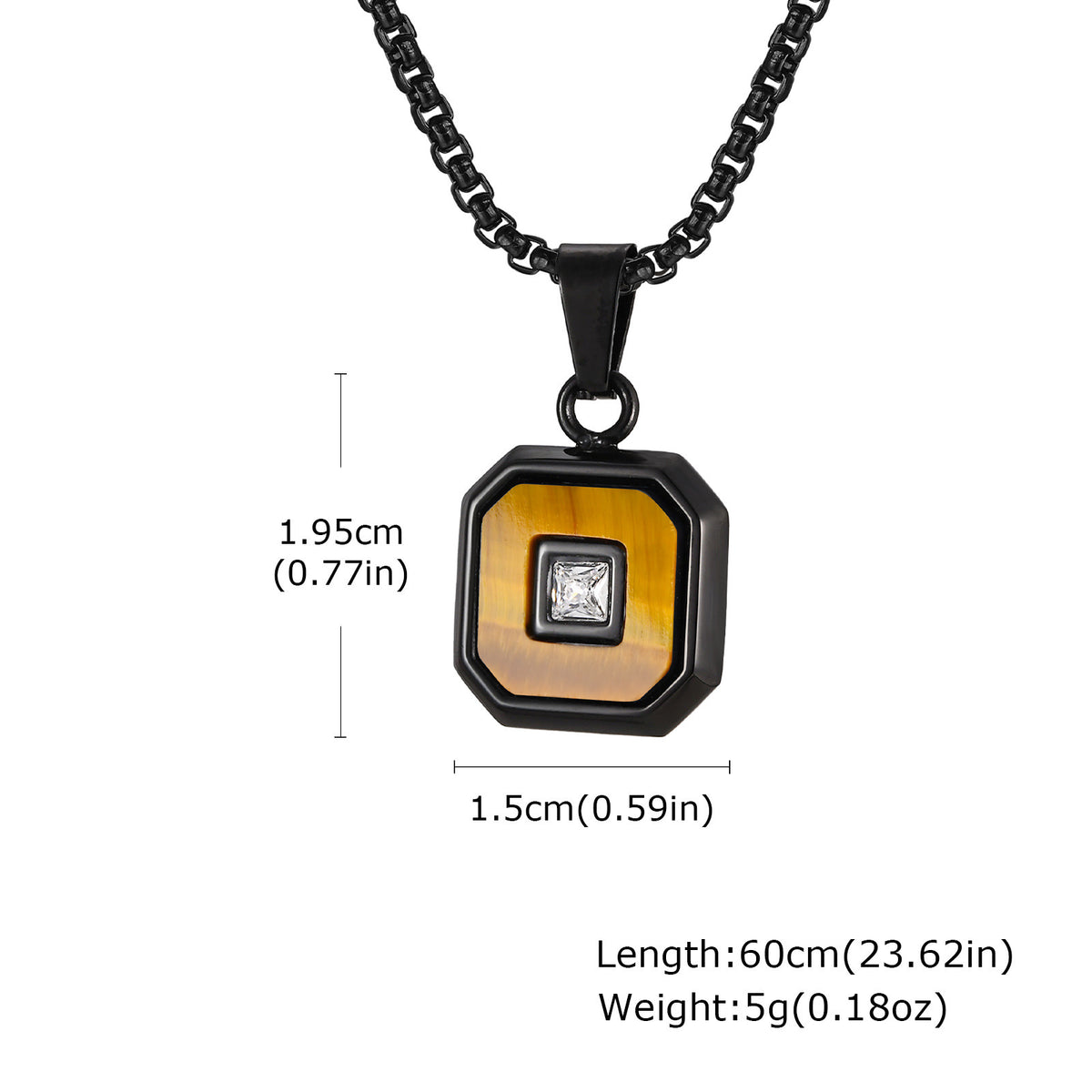 Lapis Lazuli Zircon Stainless Steel Necklace for Men