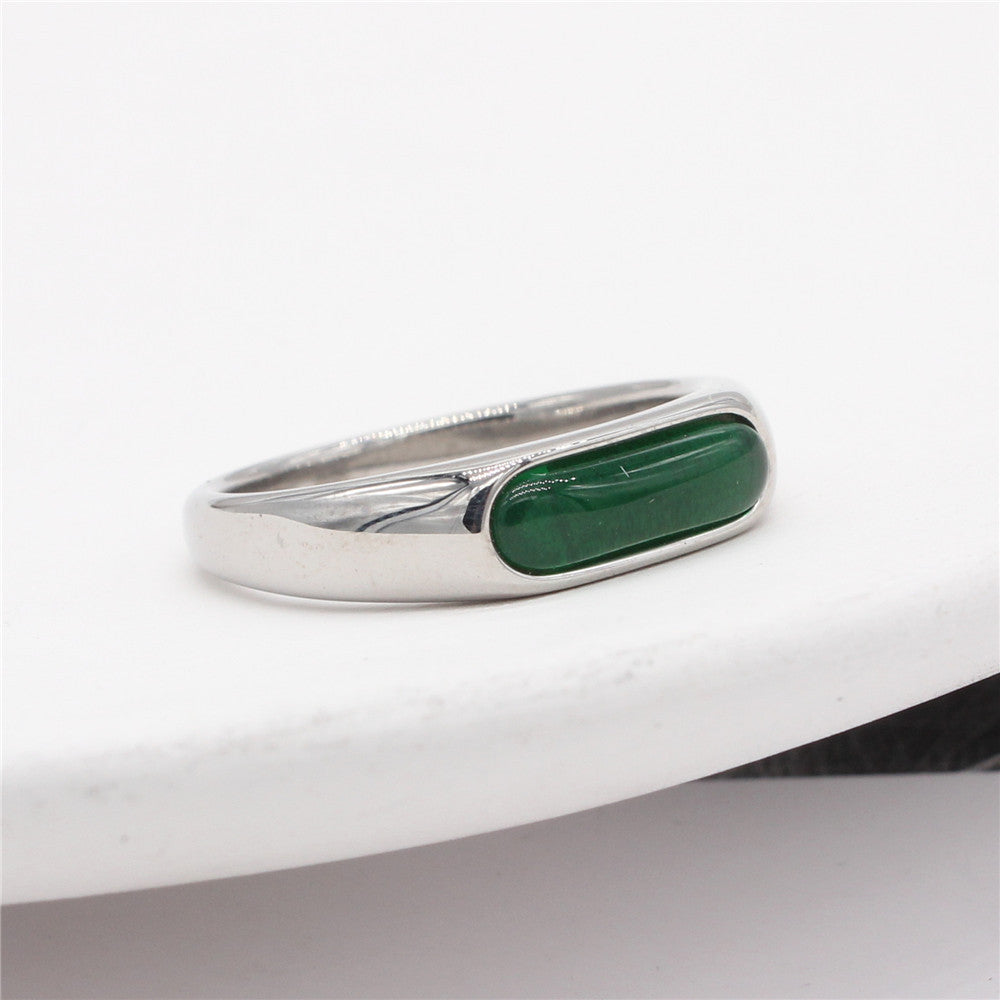 Planderful Titanium Steel Ring Gemstone Accented Unisex Elegant Everyday Accessory