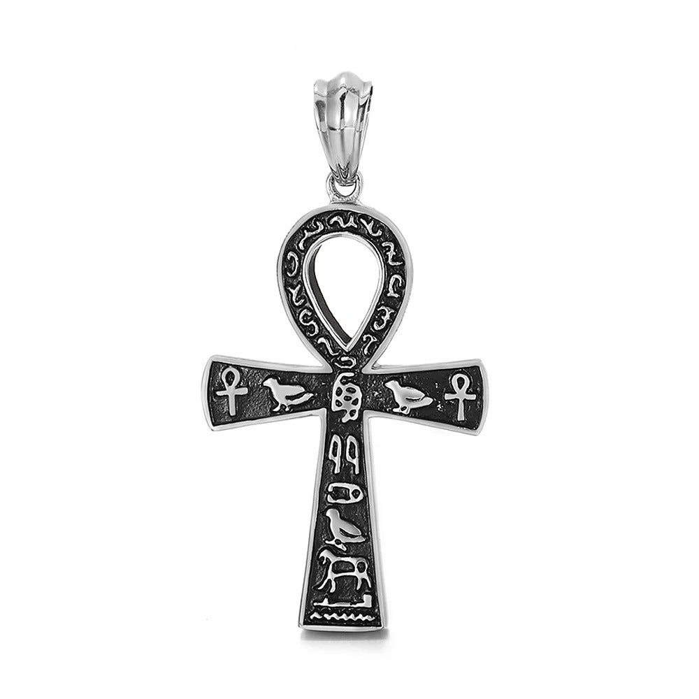 Punk Cross Egyptian Stainless Steel Men's Pendant Necklace
