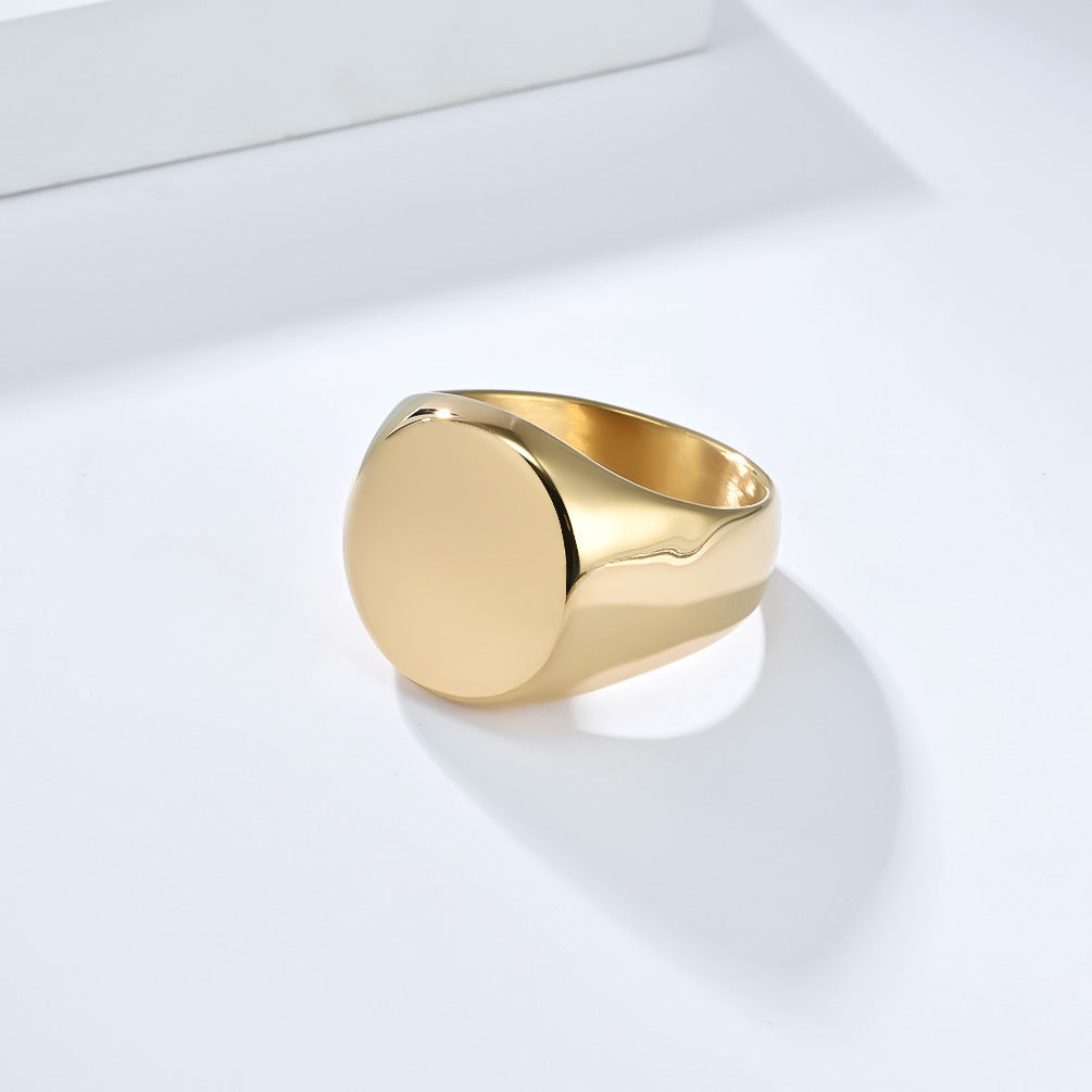 Titanium Steel Mens Ring Planderful Minimalist Seal Pattern Jewelry For Modern Gents