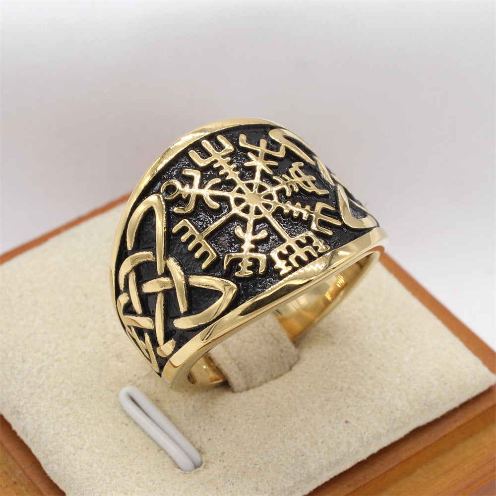Planderful Titanium Steel Viking Ring For Men Unisex Nordic Heavy Metal Style Protection Statement