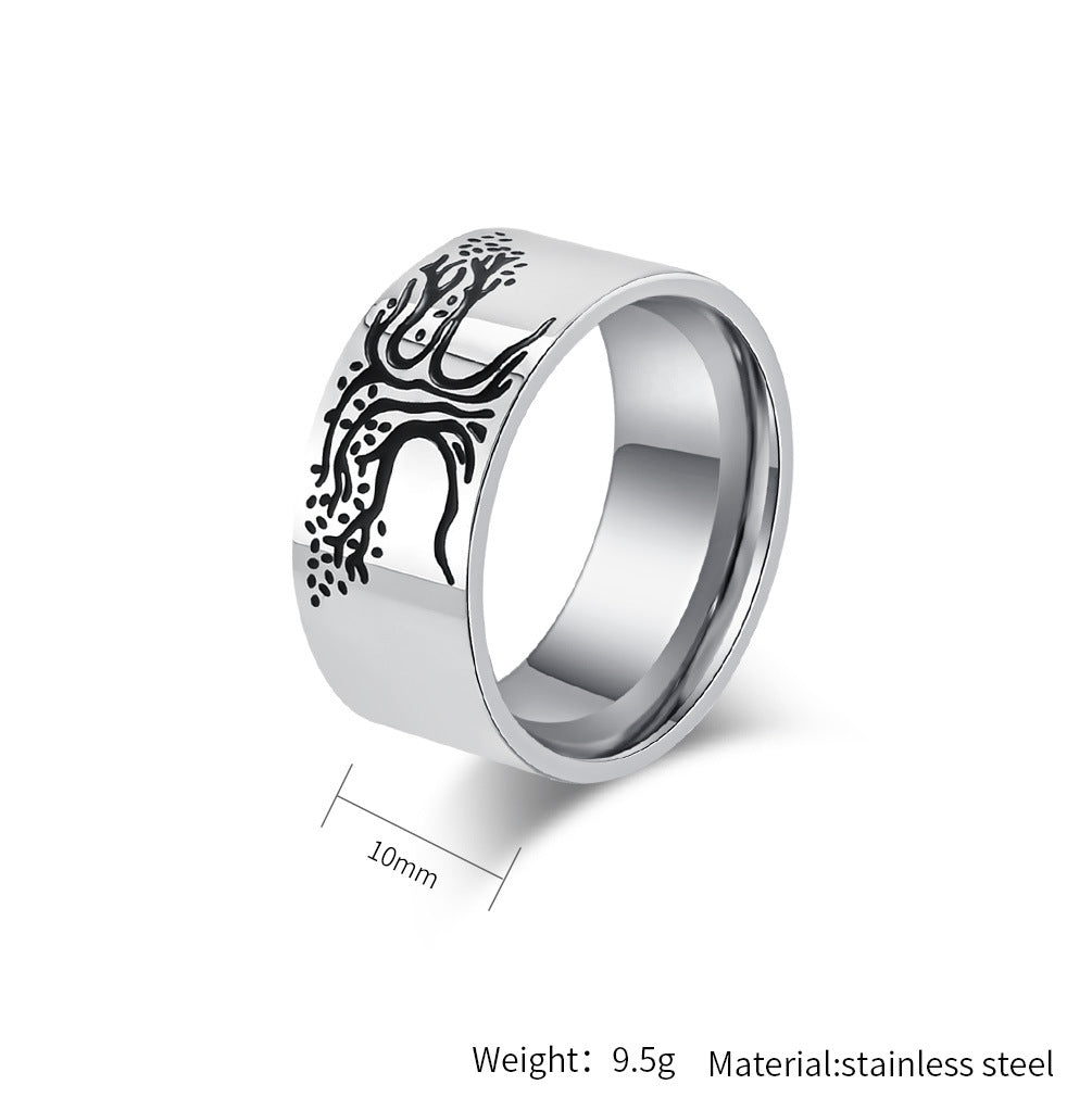 Planderful Tree Of Life Ring For Men Durable Stainless Titanium Steel Everyday Genie Collection