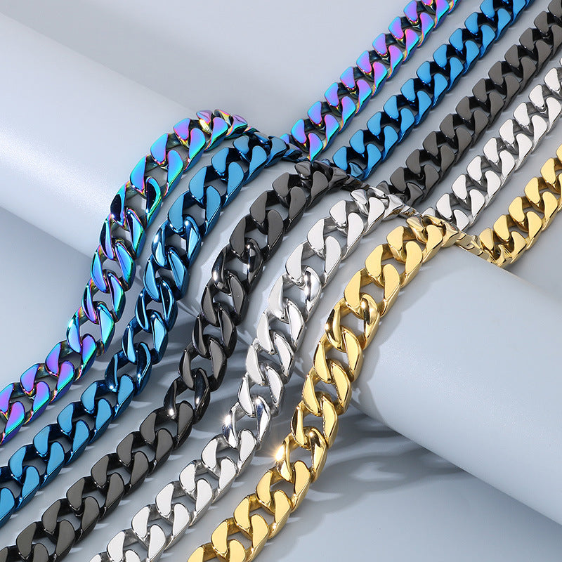 Planderful 15mm Titanium Cuban Chain Necklace For Men