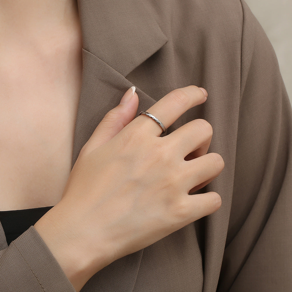 Cross-Border E-Commerce Simple Rhombus Tungsten Ring Fashion