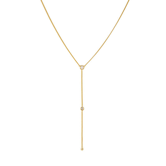S925 Silver Y-Shaped Zircon Fringed Chain Necklace High-End Clavicle